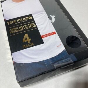 True Religion Medium  100% Cotton Black T-shirts 4 Pack Men's Crew Neck New‎